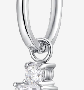 MONO ORECCHINO DONNA IN ACCIAIO CON ZIRCONI BIANCHI