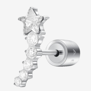 MONO ORECCHINO DONNA IN ACCIAIO STELLA E CRISTALLI BIANCHI