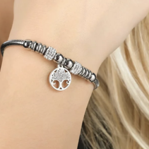 BRACCIALE DONNA IN ACCIAIO CASA E CRISTALLI
