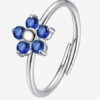 ANELLO DONNA IN ACCIAIO CON FIORE E ZIRCONI BLU