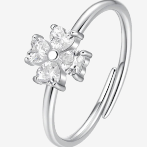 ANELLO DONNA IN ACCIAIO CON QUADRIFOGLIO ZIRCONI BIANCHI