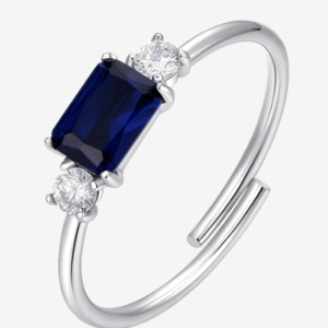 ANELLO DONNA IN ACCIAIO CON ZIRCONI BLU E BIANCHI