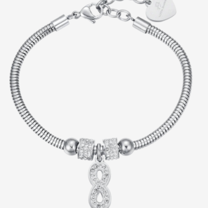 BRACCIALE DONNA IN ACCIAIO INFINITO CON CRISTALLI BIANCHI