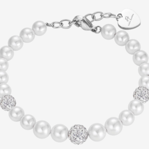 BRACCIALE DONNA DI PERLE SINTETICHE CON CRISTALLI BIANCHI