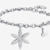 BRACCIALE DONNA IN ACCIAIO CON FIORE DELLA VITA CON CRISTALLI BIANCHI