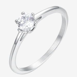 ANELLO DONNA IN ACCIAIO CON CRISTALLO BIANCO - TAGLIA 10