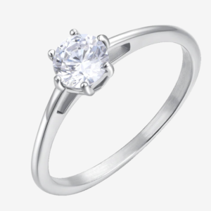 ANELLO DONNA IN ACCIAIO CON CRISTALLO BIANCO - TAGLIA 20