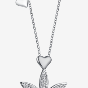 COLLANA DONNA IN ACCIAIO CON FIORE DELLA VITA E CUORE