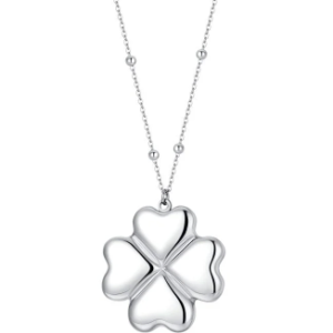 COLLANA DONNA IN ACCIAIO, QUADRIFOGLIO E CUORE