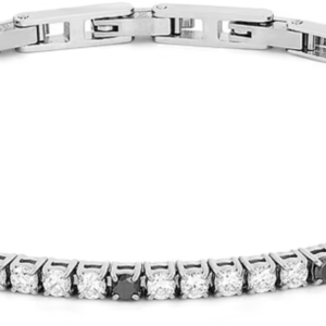 Tennis in Acciaio con Zirconi bianchi e neri