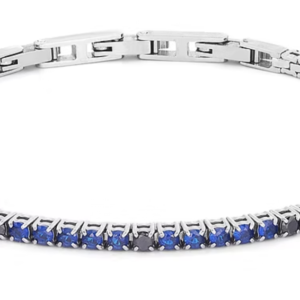 Tennis in Acciaio, Zirconi blu zaffiro e spot Zirconi neri