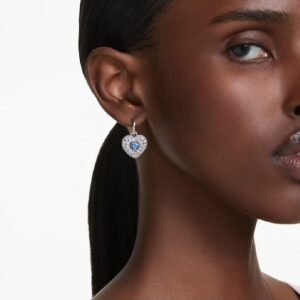 Orecchini pendenti Hyperbola Cuore, Blu, Placcato rodio