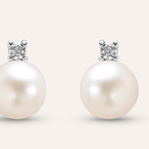 Orecchini Lobo Gabrielle Oro Bianco Perla D'Acqua Dolce Cubic Zirconia