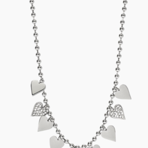 Girocollo con catena a sfere e cuori