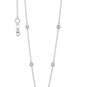 Girocollo in Oro 750 con Zaffiro a cuore e Diamanti