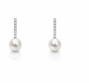 Orecchini da Donna con Perla in oro 9Kt e diamanti
