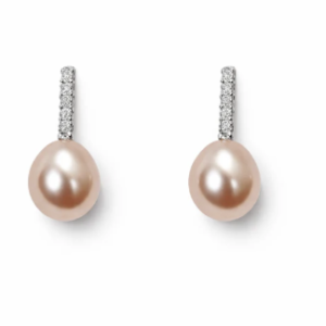 Orecchini da Donna con Perla in oro 9Kt e diamanti