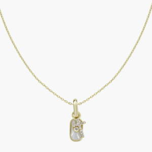 Collana in Ottone Placcato Oro 18k Charm Madreperla e Croce