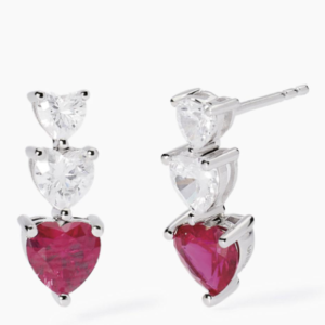 Orecchini pendenti con cuori zirconi e pietra artificiale