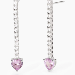 Orecchini in argento pendenti con zirconi e cuore