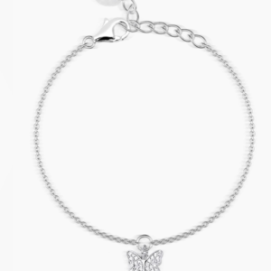 Bracciale in argento con ciondolo farfalla in pavé di zirconi
