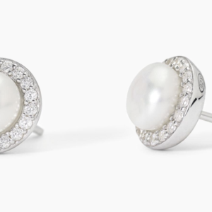Orecchini tondi in argento con perle e zirconi