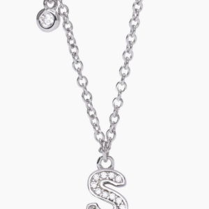 Girocollo in argento con ciondolo lettera S e zirconi