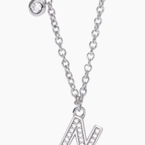 Girocollo in argento con ciondolo lettera N e zirconi
