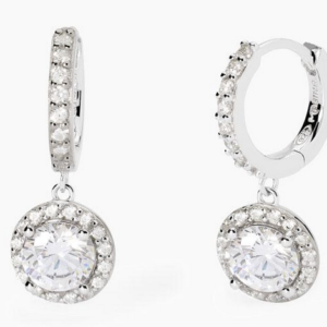 Orecchini a cerchietto con pendente di zirconi