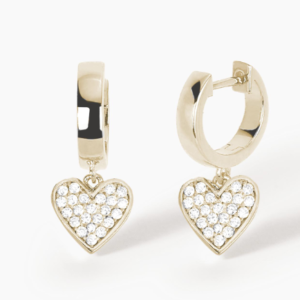 Orecchini a cerchio piccolo placcati oro/rodio con cuore pendente