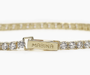 Bracciale tennis in argento placcato oro con zirconi