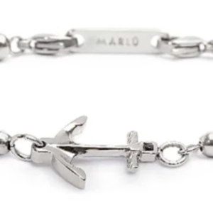 Bracciale con ancora elementi in malachite ed onice nera