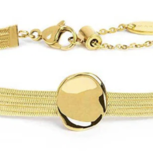 Bracciale catena snake piatta multifilo con bottone martellato