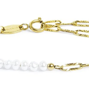 Bracciale catena figaro e perle irregolari