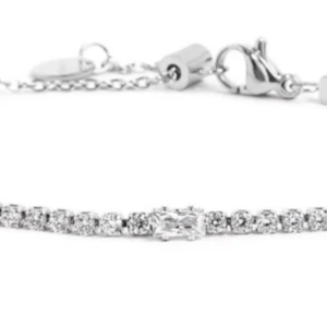 Bracciale tennis 2mm con zircone centrale