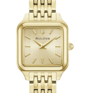 Orologio Bulova in acciaio dorato cassa quadrata da donna