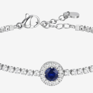 BRACCIALE TENNIS DONNA IN ACCIAIO CON ELEMENTO CON ZIRCONI BLU E BIANCHI